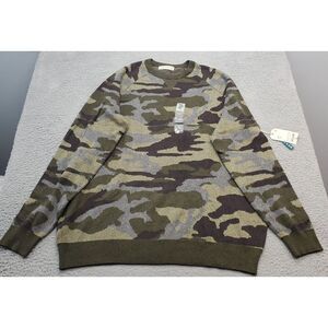 Mutual Weave Sweater Mens‎ Tall 2XL Multi Knitted Camo Print Crew Neck Pullover